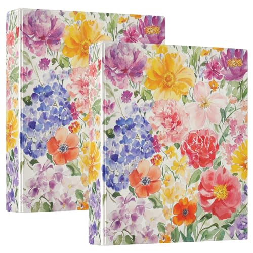 Ringbücher mit 3 Ringen, 3,5 cm, mit Klemmbrett, 1/2er-Pack, Schulhefter, 200 Blatt, Blumen, Pfingstrosen, Rose, bunt Ringbücher mit 3 Ringen, 3,5 cm, mit Klemmbrett, 1/2er-Pack, Schulhefter, 200 Blatt, Blumen, Pfingstrosen, Rose, bunt von GuoChe