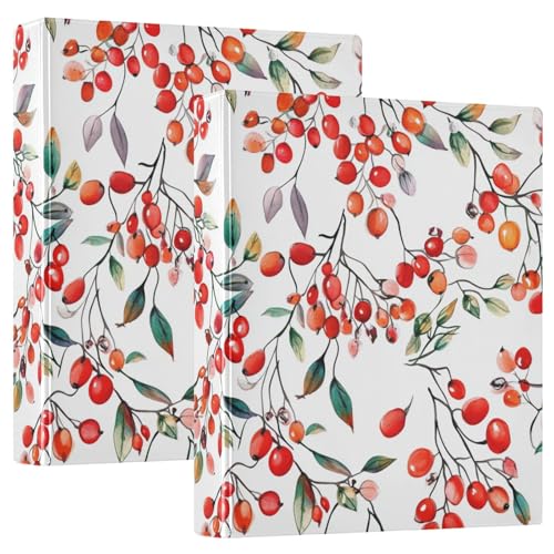 Ringordner mit 3 Ringen, 2,5 cm, mit Taschen, 1/2 Packungen Schulmappen, Hardcover, süße Beeren, Früchte, rot, weiß Ringordner mit 3 Ringen, 2,5 cm, mit Taschen, 1/2 Packungen Schulmappen, Hardcover, süße Beeren, Früchte, rot, weiß von GuoChe