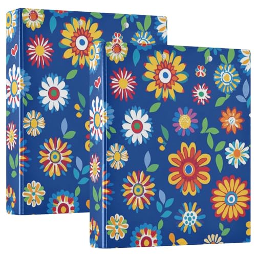 Ringordner mit Taschen, 2,5 x 2,5 cm, 1/2-Pack für Letter-Größe (27,9 x 21,6 cm), Hardcover, Blau, 3 Stück von GuoChe