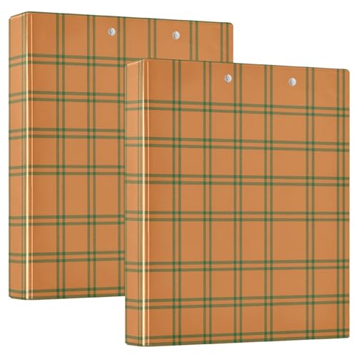 Robuste Ordner mit Taschen, kariertes Muster, 3,8 cm, Büroordner, Lehrerbedarf für Briefgröße (27,9 x 21,6 cm), Orange und Grün, 1 Packung von GuoChe