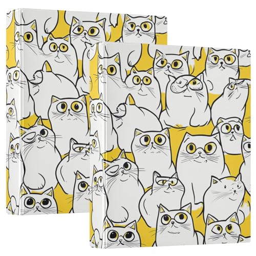 Runde Ringbücher 1 und 1/2 Zoll mit Taschen, 1/2 Packungen, Schulbedarf, Ordner, 200 Blatt, Cartoon, weiße Katzen, Gelb Runde Ringbücher 1 und 1/2 Zoll mit Taschen, 1/2 Packungen, Schulbedarf, Ordner, 200 Blatt, Cartoon, weiße Katzen, Gelb von GuoChe