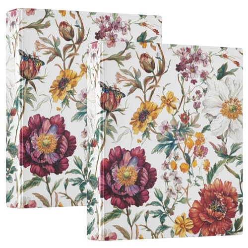 Runde Ringbücher 3,5 cm mit Klemmbrett, 1/2 Packung, Collegeordner für Studenten, 200 Blatt, Vintage-Blumen, rustikal Runde Ringbücher 3,5 cm mit Klemmbrett, 1/2 Packung, Collegeordner für Studenten, 200 Blatt, Vintage-Blumen, rustikal von GuoChe