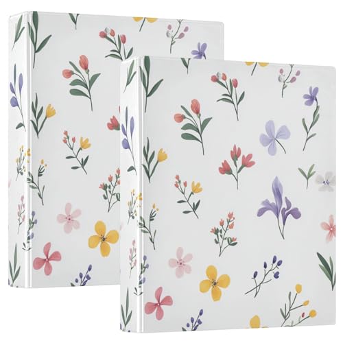 Runde Ringbücher 3,5 cm mit Tascheneinband, 1/2 Packung, Collegeordner für Studenten, 200 Blatt, Frühlingsblumen, Orchidee, Weiß von GuoChe