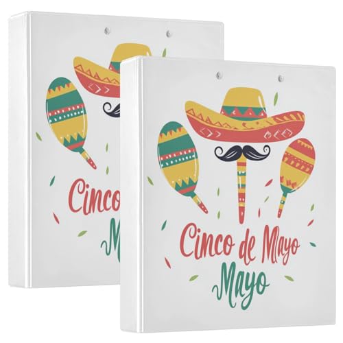 Runde Ringbücher 3,8 cm mit Klemmbrett, 1/2er-Pack, Ordner für Schule, Hardcover, mexikanischer Stil, Cinco De Mayo Maracas von GuoChe