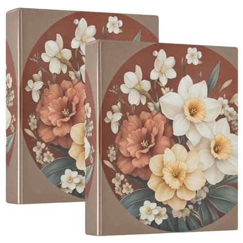 Runde Ringbücher mit Klemmbrett, 27,9 x 21,6 cm, Hardcover, Frühlingsblumen, Narzissen, Rose, Narzissen, Narzissen, Narzissen, Terrakotta, 1/2 Stück Runde Ringbücher mit Klemmbrett, 27,9 x 21,6 cm, Hardcover, Frühlingsblumen, Narzissen, Rose, Narzissen, Narzissen, Narzissen, Terrakotta, 1/2 Stück von GuoChe