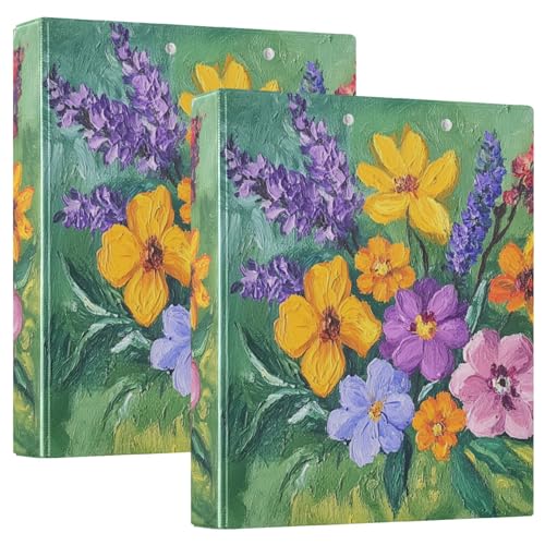 Runde Ringbücher mit Klemmbrett, 3,5 cm (1/2 Zoll) Ordner, Schulbedarf, Hardcover, Ölgemälde, Blumenstrauß von GuoChe