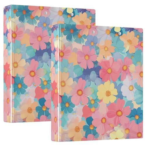 Runde Ringbücher mit Klemmbrett, 3,8 cm (1 1/2 Zoll), Schulordner, Hardcover, bunt, schöne Blume von GuoChe