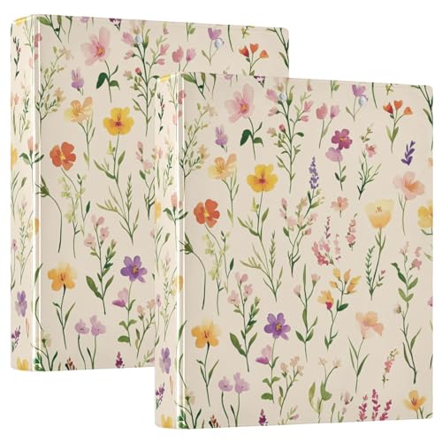 Runde Ringe Notizblock Binder 3,8 cm mit Taschen 1/2 Pack Pads für Schule 200 Blatt Sommerblumen auf beige Runde Ringe Notizblock Binder 3,8 cm mit Taschen 1/2 Pack Pads für Schule 200 Blatt Sommerblumen auf beige von GuoChe