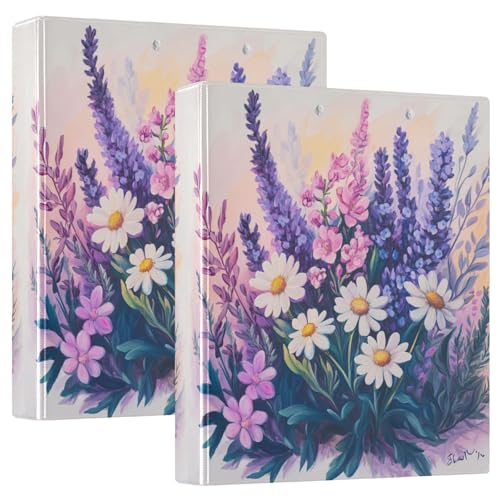 Runder Ringbuch, 3,8 cm, mit Klemmbrett, 1/2 Packungen, Schulbedarf, Hardcover, Blumen, Lavendelstrauß von GuoChe