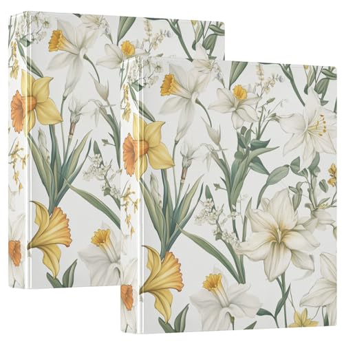 Runder Ringbuch, 3,8 cm, mit Tascheneinband, 1/2 Packungen, Schulbedarf, Hardcover, Blumen, Lilie, Gelb, Weiß Runder Ringbuch, 3,8 cm, mit Tascheneinband, 1/2 Packungen, Schulbedarf, Hardcover, Blumen, Lilie, Gelb, Weiß von GuoChe
