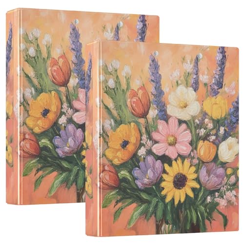 Runder Ringordner 1-1/2 Zoll mit Tascheneinband, 1/2 Packung Ordner Schulbedarf Binder 200 Blatt Frühlingsblumen Blumenstrauß Runder Ringordner 1-1/2 Zoll mit Tascheneinband, 1/2 Packung Ordner Schulbedarf Binder 200 Blatt Frühlingsblumen Blumenstrauß von GuoChe