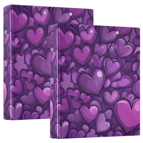 Runder Ringordner 3,8 cm mit Tascheneinband, 1/2 Packungen, College-Ordner für Studenten, Hardcover, niedliche violette Herzen, Valentinstag Runder Ringordner 3,8 cm mit Tascheneinband, 1/2 Packungen, College-Ordner für Studenten, Hardcover, niedliche violette Herzen, Valentinstag von GuoChe