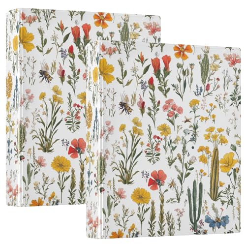 Runder Ringordner mit Klemmbrett, 3,8 cm, 1/2er-Pack, College-Ordner für Studenten, Hardcover, Frühlingsblumen, rustikales Weiß Runder Ringordner mit Klemmbrett, 3,8 cm, 1/2er-Pack, College-Ordner für Studenten, Hardcover, Frühlingsblumen, rustikales Weiß von GuoChe