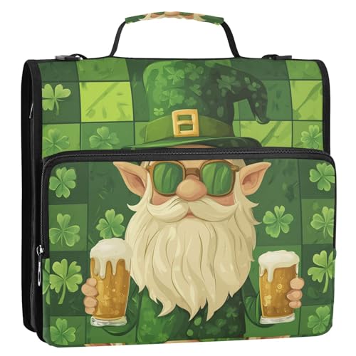 St. Patrick′s Day Ringbuch mit 3 Ringen, 3,8 cm, Reißverschluss mit Griff und abnehmbarem Schultergurt, inklusive Reißverschlusstasche, Dokumenten-Aufbewahrungstasche für Schule/Büro St. Patrick′s Day Ringbuch mit 3 Ringen, 3,8 cm, Reißverschluss mit Griff und abnehmbarem Schultergurt, inklusive Reißverschlusstasche, Dokumenten-Aufbewahrungstasche für Schule/Büro von GuoChe