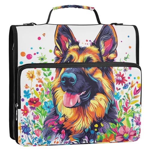 Süßer Schäferhund, 3,8 cm, 3-Ring-Organizer, Ordner mit Schultergurt und Griff, mehrere Taschen, Schulordner für die Schule Süßer Schäferhund, 3,8 cm, 3-Ring-Organizer, Ordner mit Schultergurt und Griff, mehrere Taschen, Schulordner für die Schule von GuoChe
