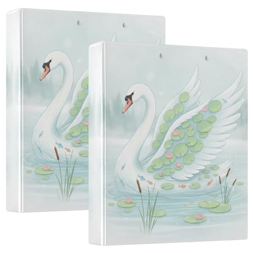Swan Misty Lake Collage, robuste Ordner mit Innentaschen, 1 Packung, 3,8 cm, Bürobedarf, Hardcover von GuoChe