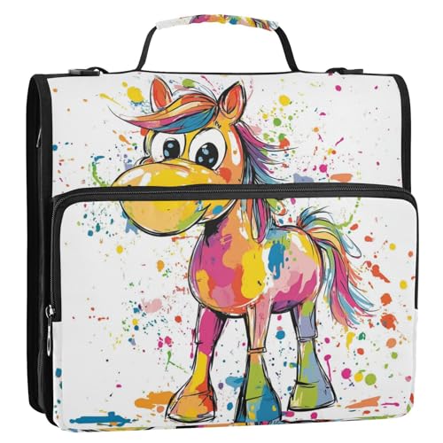 Sweet Horse 3 Ringe stabiler Reißverschluss Ordner mit Schultergurt und Griff, inklusive Reißverschlusstasche, Dokumentenmappe, Organizer für Mittelschule Sweet Horse 3 Ringe stabiler Reißverschluss Ordner mit Schultergurt und Griff, inklusive Reißverschlusstasche, Dokumentenmappe, Organizer für Mittelschule von GuoChe