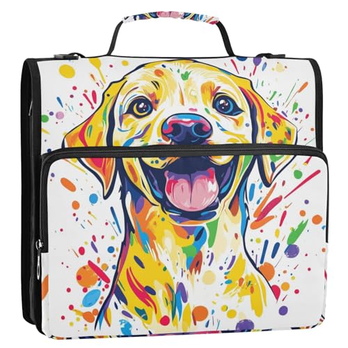 Sweet Labrador Retriever 3 Ringe Ordner-Organizer mit Schultergurt und Griff, wasserdicht, tragbar, für Zuhause, Reisen, sichere Aufbewahrungstasche für Schule und Büro von GuoChe