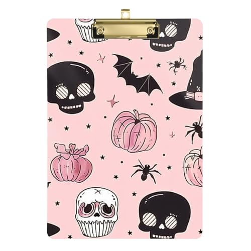 Tierärztliches Klemmbrett aus Kunststoff für 5. Klasse Klassenzimmer Essentials für Lehrer, Größe 22,9 x 30,5 cm, Totenköpfe von GuoChe