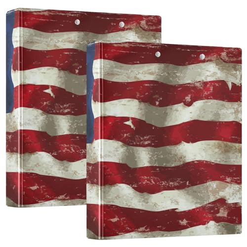Unabhängigkeitstag-Flaggen-Kunst-Aufbewahrungsordner mit Taschen, 1 Packung, 3,8 cm, ästhetischer Ordner, Schreibwaren, für Briefgröße (27,9 x 21,6 cm) von GuoChe