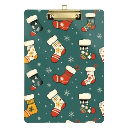 Weihnachtsstrümpfe mit Schneeflocken-Muster, Damen-Klemmbrett, Hartplatte für personalisierte Klemmbretter Weihnachtsstrümpfe mit Schneeflocken-Muster, Damen-Klemmbrett, Hartplatte für personalisierte Klemmbretter von GuoChe
