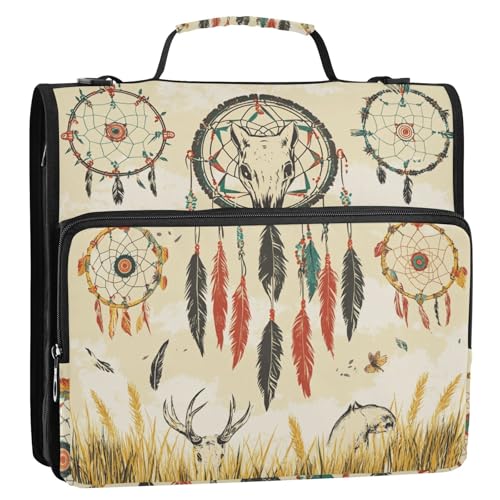 Western Cowboy-Traumfänger, Wolfskulpeln, weite Graslandschaften, 3,8 cm, 3-Ringbuch mit Reißverschluss mit Griff und abnehmbarem Schultergurt, einfach zu transportieren, Dokumente, Dateien Western Cowboy-Traumfänger, Wolfskulpeln, weite Graslandschaften, 3,8 cm, 3-Ringbuch mit Reißverschluss mit Griff und abnehmbarem Schultergurt, einfach zu transportieren, Dokumente, Dateien von GuoChe