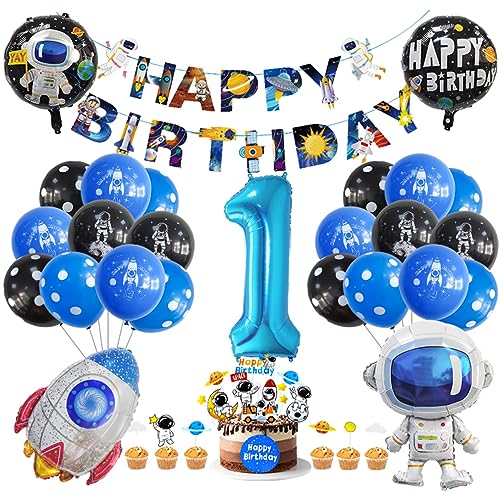 Guoguonb 1. Geburtstag Weltraum Party Deko Astronauten Raketen Folienballon Luftballons Space theme Cupcake Topper Tortendekoration Happy Birthday Banner für 1 Jahre Jungen Birthday Decorations Guoguonb 1. Geburtstag Weltraum Party Deko Astronauten Raketen Folienballon Luftballons Space theme Cupcake Topper Tortendekoration Happy Birthday Banner für 1 Jahre Jungen Birthday Decorations von Guoguonb