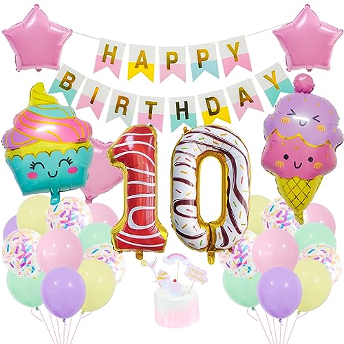 Guoguonb 10 Jahre EiscremeGeburtstag Deko Zahlenballon 10 Folienballon Bunte Luftballons Coole Sommer-Themen Themen Cupcake Tortendekoration Happy Birthday Banner für Kinder Mädchen Geburtstag Party Guoguonb 10 Jahre EiscremeGeburtstag Deko Zahlenballon 10 Folienballon Bunte Luftballons Coole Sommer-Themen Themen Cupcake Tortendekoration Happy Birthday Banner für Kinder Mädchen Geburtstag Party von Guoguonb