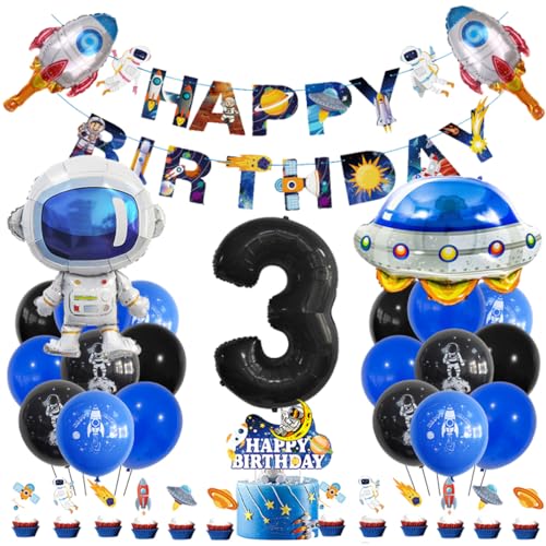 Guoguonb 3 Jahre Weltraum Geburtstag Deko Schwarz 3. Geburtstag Astronauten Raketen Zahlenballon 3 Folienballon Bedruckte Ballons Banner Tortendekoration für Kindergeburtstag Partyset Dekoration Guoguonb 3 Jahre Weltraum Geburtstag Deko Schwarz 3. Geburtstag Astronauten Raketen Zahlenballon 3 Folienballon Bedruckte Ballons Banner Tortendekoration für Kindergeburtstag Partyset Dekoration von Guoguonb