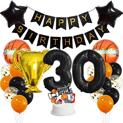 Guoguonb 30 Jahr Basketball Thematische Dekoration Set Happy Birthday Banner Großes Basketball Luftballon Cake Topper Zahl 30 FolienBallon für Basketball-Fans Birthday Party Geburtstagsdeko Guoguonb 30 Jahr Basketball Thematische Dekoration Set Happy Birthday Banner Großes Basketball Luftballon Cake Topper Zahl 30 FolienBallon für Basketball-Fans Birthday Party Geburtstagsdeko von Guoguonb