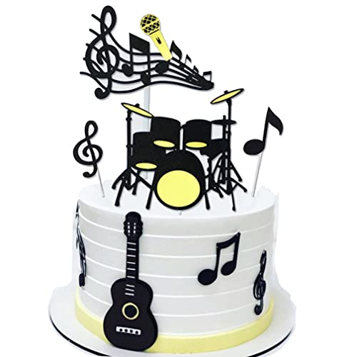 Guoguonb 40 Stück Musiknoten Cupcake Topper Happy Birthday Cake Toppers Tortendeko Gitarre Cake Torten Muffin Dekoration Picks für Mädchen Junge Kinder Musikalisches Thema Party von Guoguonb