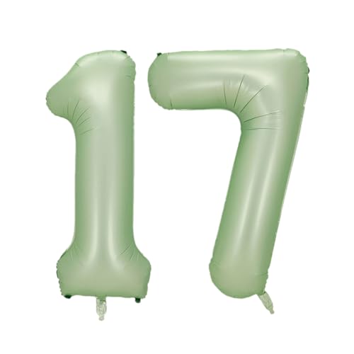 Guoguonb 40 Zoll Zahl 17. Geburtstag Deko Riesen Aufblasbar Helium Folienballon Nummer 17 Luftballons Personalisiertes Design Ballon für Gedenktag Geburtstag Dekoration (Wassermelone Grün) von Guoguonb