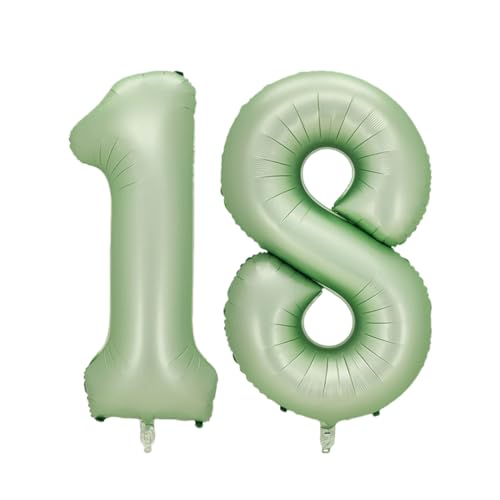 Guoguonb 40 Zoll Zahl 18. Geburtstag Deko Riesen Aufblasbar Helium Folienballon Nummer 18 Luftballons Personalisiertes Design Ballon für Gedenktag Geburtstag Dekoration (Wassermelone Grün) von Guoguonb