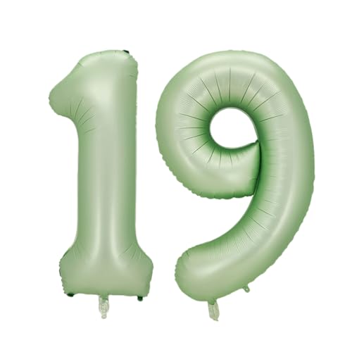 Guoguonb 40 Zoll Zahl 19. Geburtstag Deko Riesen Aufblasbar Helium Folienballon Nummer 19 Luftballons Personalisiertes Design Ballon für Gedenktag Geburtstag Dekoration (Wassermelone Grün) von Guoguonb