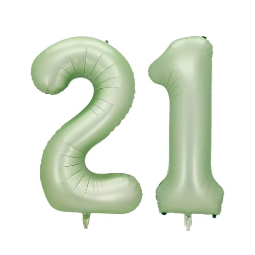 Guoguonb 40 Zoll Zahl 21. Geburtstag Deko Riesen Aufblasbar Helium Folienballon Nummer 21 Luftballons Personalisiertes Design Ballon für Gedenktag Geburtstag Dekoration (Wassermelone Grün) von Guoguonb