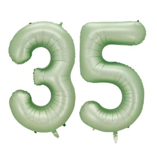 Guoguonb 40 Zoll Zahl 35. Geburtstag Deko Riesen Aufblasbar Helium Folienballon Nummer 35 Luftballons Personalisiertes Design Ballon für Gedenktag Geburtstag Dekoration (Wassermelone Grün) von Guoguonb