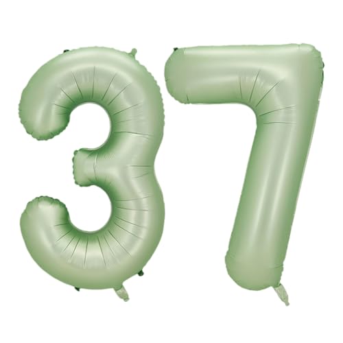 Guoguonb 40 Zoll Zahl 37. Geburtstag Deko Riesen Aufblasbar Helium Folienballon Nummer 37 Luftballons Personalisiertes Design Ballon für Gedenktag Geburtstag Dekoration (Wassermelone Grün) von Guoguonb
