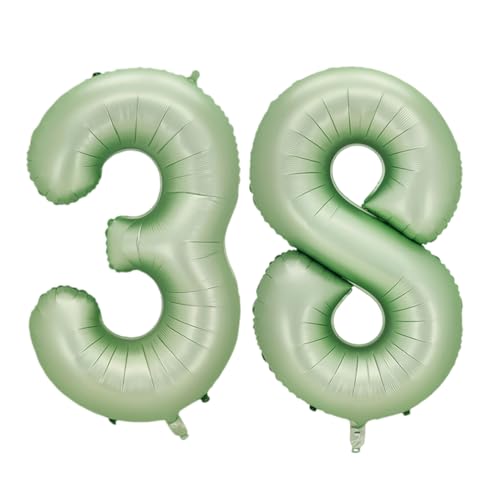 Guoguonb 40 Zoll Zahl 38. Geburtstag Deko Riesen Aufblasbar Helium Folienballon Nummer 38 Luftballons Personalisiertes Design Ballon für Gedenktag Geburtstag Dekoration (Wassermelone Grün) von Guoguonb