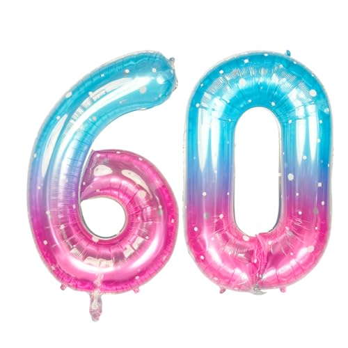 Guoguonb 40 Zoll Zahl 60. Geburtstag Deko Riesen Aufblasbar Helium Folienballon Nummer 60 Luftballons Personalisiertes Design Ballon für Gedenktag Geburtstag Dekoration (Sternenlicht) von Guoguonb