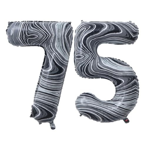 Guoguonb 40 Zoll Zahl 75. Geburtstag Deko Riesen Aufblasbar Helium Folienballon Nummer 75 Luftballons Personalisiertes Design Ballon für Gedenktag Geburtstag Dekoration (Onyx Schwarz) von Guoguonb