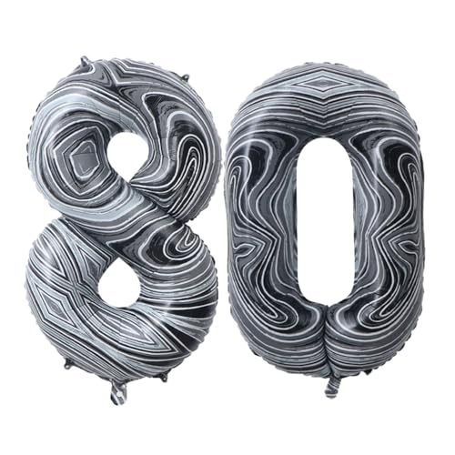 Guoguonb 40 Zoll Zahl 80. Geburtstag Deko Riesen Aufblasbar Helium Folienballon Nummer 80 Luftballons Personalisiertes Design Ballon für Gedenktag Geburtstag Dekoration (Onyx Schwarz) von Guoguonb
