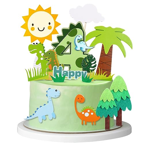 Guoguonb 4th Happy Birthday Dinosaurier Tortendeko 4 Jahre Grüner Dschungel Kuchendeko Thema Dinosaurier Cake Topper für Kinder Party Geburtstag Deko Muffin Backen Kuchenaufsätze Guoguonb 4th Happy Birthday Dinosaurier Tortendeko 4 Jahre Grüner Dschungel Kuchendeko Thema Dinosaurier Cake Topper für Kinder Party Geburtstag Deko Muffin Backen Kuchenaufsätze von Guoguonb