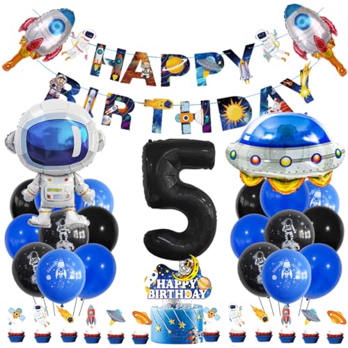 Guoguonb 5 Jahre Weltraum Geburtstag Deko Schwarz 5. Geburtstag Astronauten Raketen Zahlenballon 5 Folienballon Bedruckte Ballons Banner Tortendekoration für Kindergeburtstag Partyset Dekoration Guoguonb 5 Jahre Weltraum Geburtstag Deko Schwarz 5. Geburtstag Astronauten Raketen Zahlenballon 5 Folienballon Bedruckte Ballons Banner Tortendekoration für Kindergeburtstag Partyset Dekoration von Guoguonb