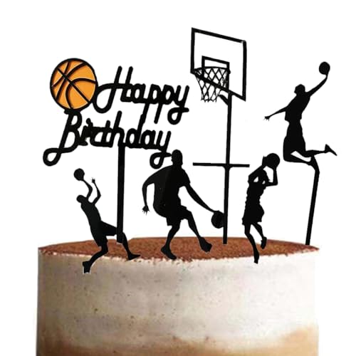 Guoguonb 6 Stück Basketball Tortendekorationen Set Basketball Kuchendekoration Happy Birthday Tortendeko Cupcake für Basketball Thema Kuchen Deko Kinder Geburtstagsparty Dekoration von Guoguonb