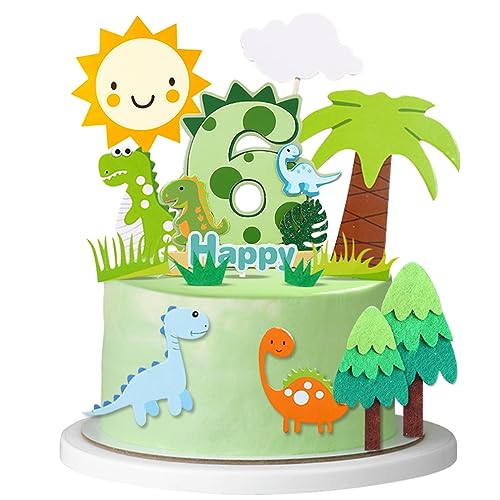 Guoguonb 6th Happy Birthday Dinosaurier Tortendeko 6 Jahre Grüner Dschungel Kuchendeko Thema Dinosaurier Cake Topper für Kinder Party Geburtstag Deko Muffin Backen Kuchenaufsätze Guoguonb 6th Happy Birthday Dinosaurier Tortendeko 6 Jahre Grüner Dschungel Kuchendeko Thema Dinosaurier Cake Topper für Kinder Party Geburtstag Deko Muffin Backen Kuchenaufsätze von Guoguonb