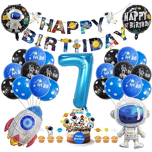 Guoguonb 7. Geburtstag Weltraum Party Deko Astronauten Raketen Folienballon Luftballons Space theme Cupcake Topper Tortendekoration Happy Birthday Banner für 7 Jahre Jungen Birthday Decorations Guoguonb 7. Geburtstag Weltraum Party Deko Astronauten Raketen Folienballon Luftballons Space theme Cupcake Topper Tortendekoration Happy Birthday Banner für 7 Jahre Jungen Birthday Decorations von Guoguonb