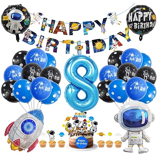 Guoguonb 8. Geburtstag Weltraum Party Deko Astronauten Raketen Folienballon Luftballons Space theme Cupcake Topper Tortendekoration Happy Birthday Banner für 8 Jahre Jungen Birthday Decorations Guoguonb 8. Geburtstag Weltraum Party Deko Astronauten Raketen Folienballon Luftballons Space theme Cupcake Topper Tortendekoration Happy Birthday Banner für 8 Jahre Jungen Birthday Decorations von Guoguonb