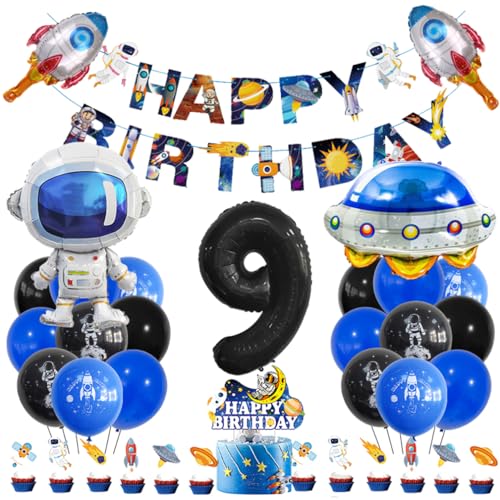 Guoguonb 9 Jahre Weltraum Geburtstag Deko Schwarz 9. Geburtstag Astronauten Raketen Zahlenballon 9 Folienballon Bedruckte Ballons Banner Tortendekoration für Kindergeburtstag Partyset Dekoration Guoguonb 9 Jahre Weltraum Geburtstag Deko Schwarz 9. Geburtstag Astronauten Raketen Zahlenballon 9 Folienballon Bedruckte Ballons Banner Tortendekoration für Kindergeburtstag Partyset Dekoration von Guoguonb