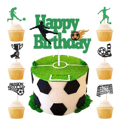 Guoguonb Fußball Tortendekorationen 1 Groß Happy Birthday Cake Topper und 12 Stück Trophäen Stiefel Cupcake für Fußball Thema Kuchen Deko Kinder Geburtstagsparty Dekoration Guoguonb Fußball Tortendekorationen 1 Groß Happy Birthday Cake Topper und 12 Stück Trophäen Stiefel Cupcake für Fußball Thema Kuchen Deko Kinder Geburtstagsparty Dekoration von Guoguonb