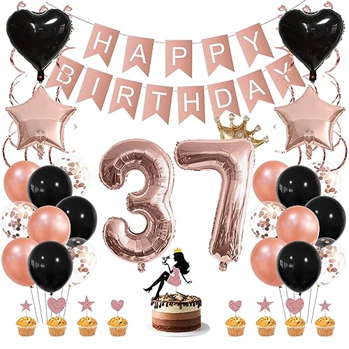 Guoguonb Roségold Geburtstag Dekoration Set 37 Jahr Geburtstag Deko Happy Birthday Banner Luftballons High Heel Girl Cake Topper für Mädchen Frau Deko 37. Geburtstag Party Dekoration Guoguonb Roségold Geburtstag Dekoration Set 37 Jahr Geburtstag Deko Happy Birthday Banner Luftballons High Heel Girl Cake Topper für Mädchen Frau Deko 37. Geburtstag Party Dekoration von Guoguonb